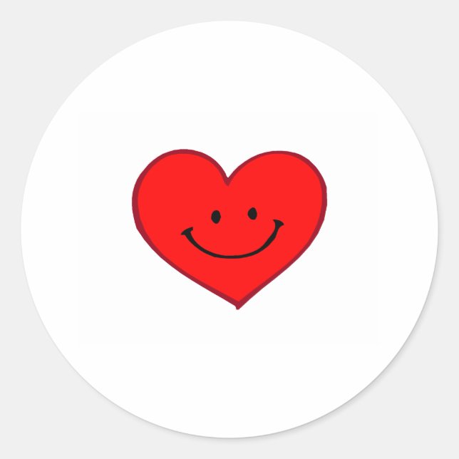 Heart  (Happy Face) Classic Round Sticker (Front)