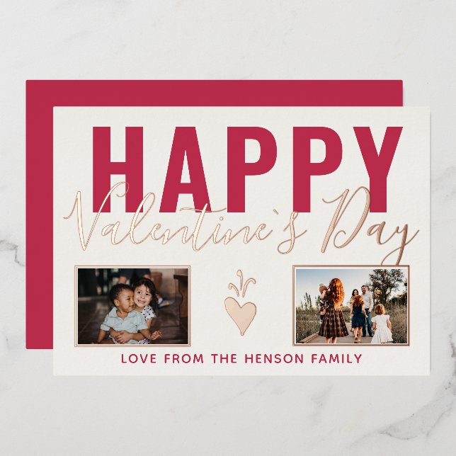 Heart Happy Valentine`s Day Script 2 Photo Collage (Front/Back)