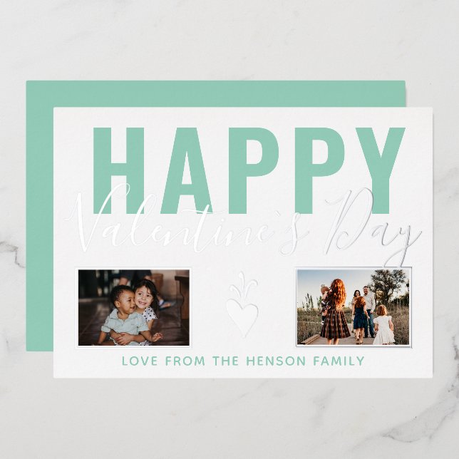 Heart Happy Valentine`s Day Script 2 Photo Collage (Front/Back)