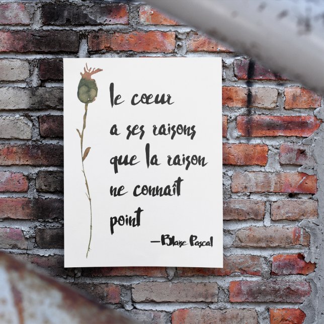Heart Has Its Reasons French Poetic Love Quote Poster (Creator Uploaded)