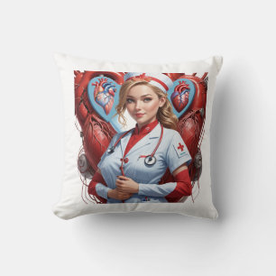 Heart & Healing – Nurse with Anatomical Heart  Cushion