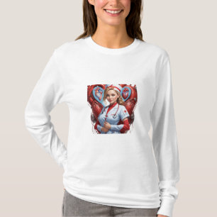 Heart & Healing – Nurse with Anatomical Heart  T-Shirt