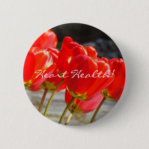 Heart Health! buttons Red Tulip Flowers nature
