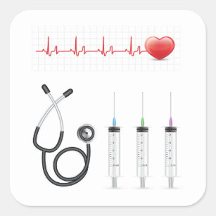 Heart Health Cardiac Medical Square Sticker