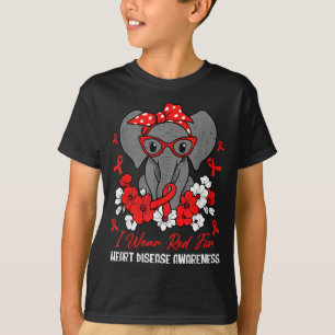 Heart Health Elephant Red Ribbon Heart Disease Awa T-Shirt
