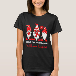 Heart Health Gnome Heart Disease Awareness Chd Red T-Shirt
