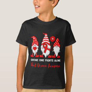 Heart Health Gnome Heart Disease Awareness Chd Red T-Shirt