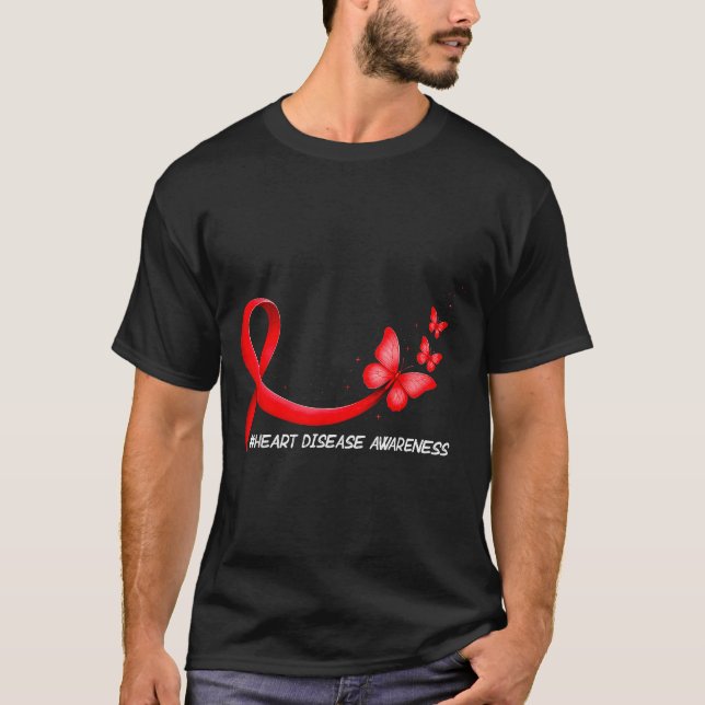 Heart Health Heart Disease Awareness Chd Red Ribbo T-Shirt (Front)