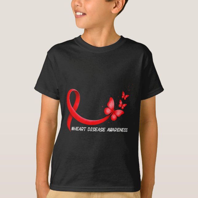 Heart Health Heart Disease Awareness Chd Red Ribbo T-Shirt (Front)