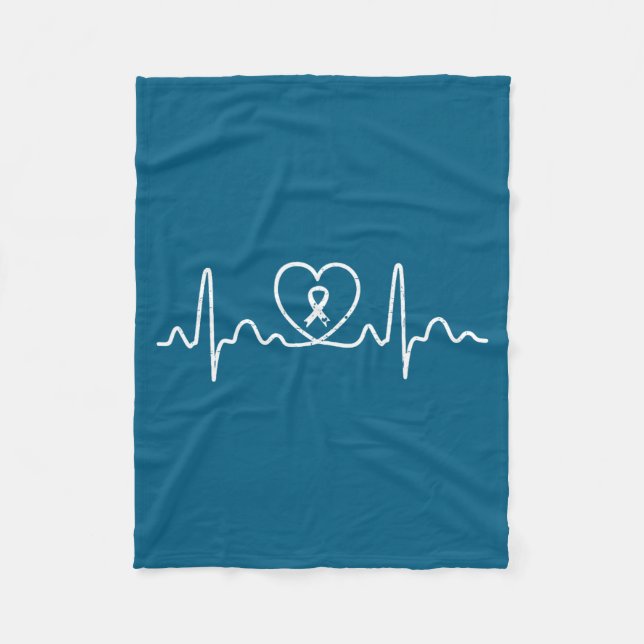 Heart Health Heart Disease Awareness Heartbeat Chd Fleece Blanket (Front)