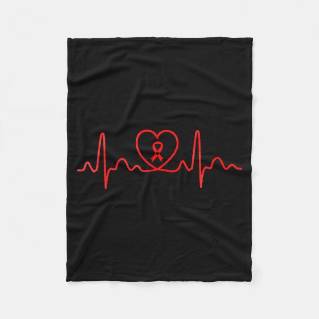Heart Health Heart Disease Awareness Heartbeat Chd Fleece Blanket (Front)