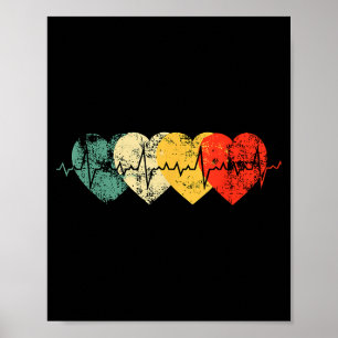 Heart Health Heart Disease Awareness Heartbeat Men Poster