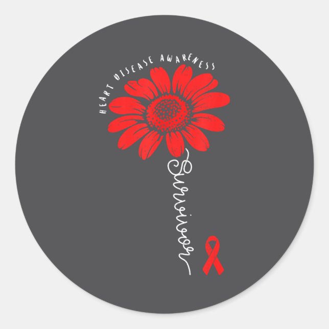 Heart Health Survivor Heart Disease Awareness Chd  Classic Round Sticker (Front)