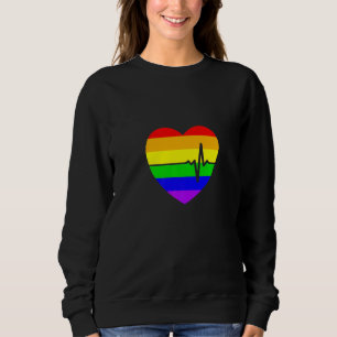 Heart Heartbeat Rainbow Gay And Lesbian Lgbt Pride Sweatshirt
