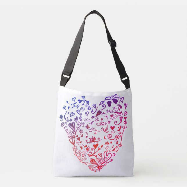 Heart Hearts Drawing All-Over-Print Cross Body Bag (Front)