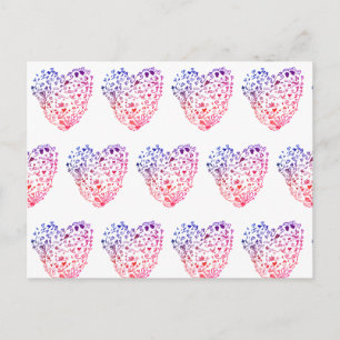 Heart Hearts Drawing Postcard