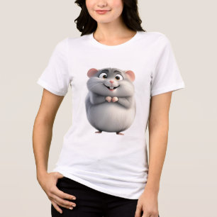 Heart-Holding Round Mouse Tee   Cute Zodiac Rat 
