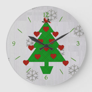 Heart Holiday Tree Large Clock