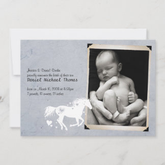 Heart Horse Baby Boy Birth Announcement