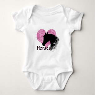 Heart Horse III (pink camo) Baby Bodysuit