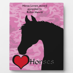 Heart Horse III (pink camo) Plaque