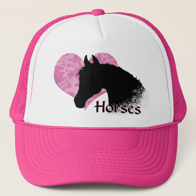 Heart Horse III (pink camo) Trucker Hat (Front)