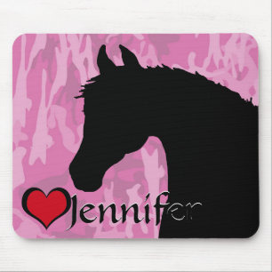 Heart Horse (pink camo) Mouse Pad