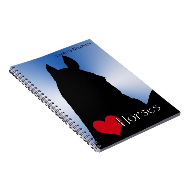 Heart Horses I (blue metallic burst) Notebook (Right Side)