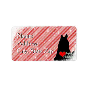 Heart Horses I Holiday (Candy Cane Bkgrd) Label