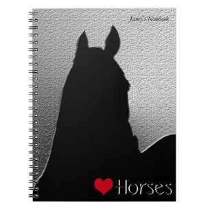 Heart Horses I Red Heart (silver metallic) Spiral Notebook