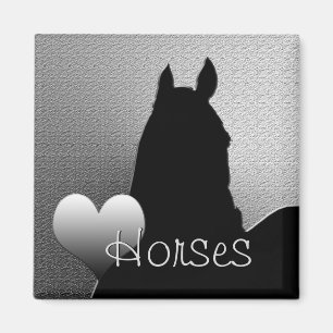 Heart Horses I (silver heart) Magnet