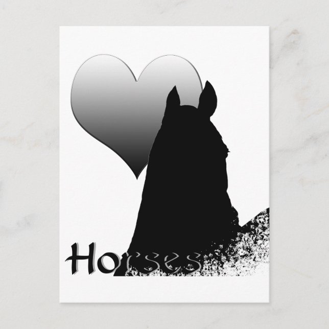 Heart Horses I (silver heart) Postcard (Front)