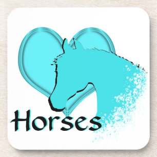 Heart Horses III (aqua) Coaster