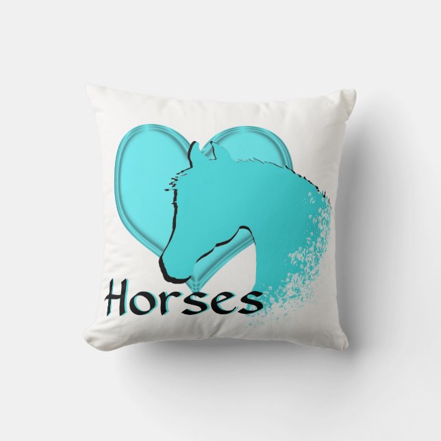 Heart Horses III (aqua) Cushion (Front)