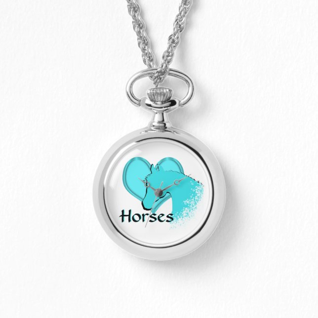 Heart Horses III (aqua) Watch (Front)
