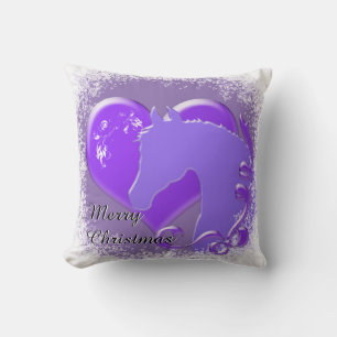 Heart Horses III Holiday (Purple Horse/Heart) Cushion