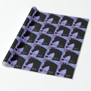 Heart Horses III (purple/blue background) Wrapping Paper