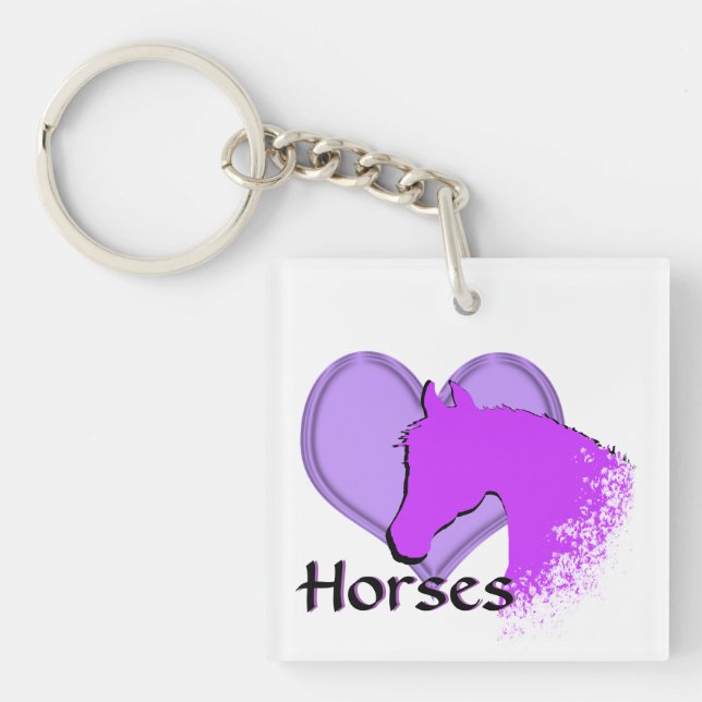 Heart Horses III (purple) Key Ring (Front)