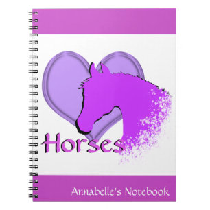 Heart Horses III (purple) Spiral Notebook