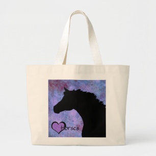 Heart Horses IV (purple/blue) Large Tote Bag