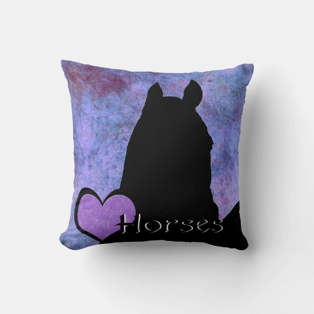 Heart Horses (purple/blue) Cushion (Front)