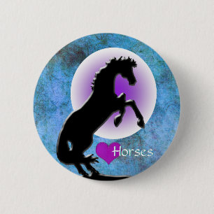 Heart Horses V (blue/green) 6 Cm Round Badge