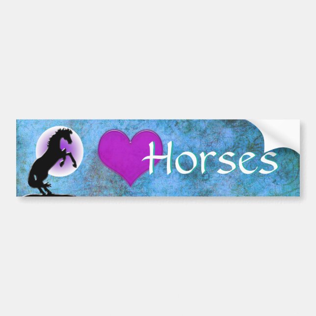 Heart Horses V (blue/green) Bumper Sticker (Front)