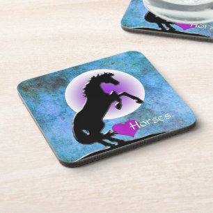 Heart Horses V (blue/green) Coaster