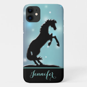 Heart Horses V (blue-green sparkles) Case-Mate iPhone Case