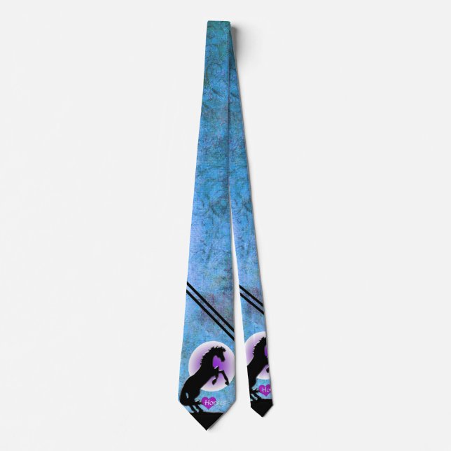 Heart Horses V (blue/green) Tie (Front)