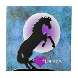 Heart Horses V (blue/green) Tile
