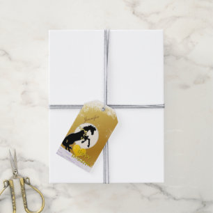 Heart Horses V Holiday (Golden Stars) Gift Tags