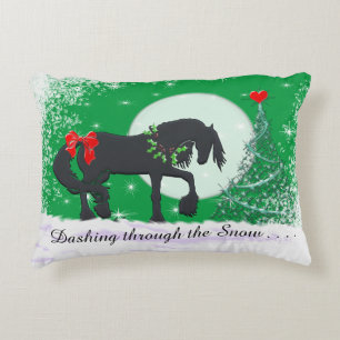 Heart Horses VI Holiday (Holiday Tree) Decorative Cushion