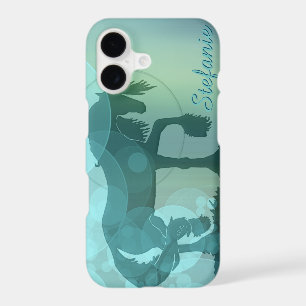 Heart Horses VI (teal bubbles)